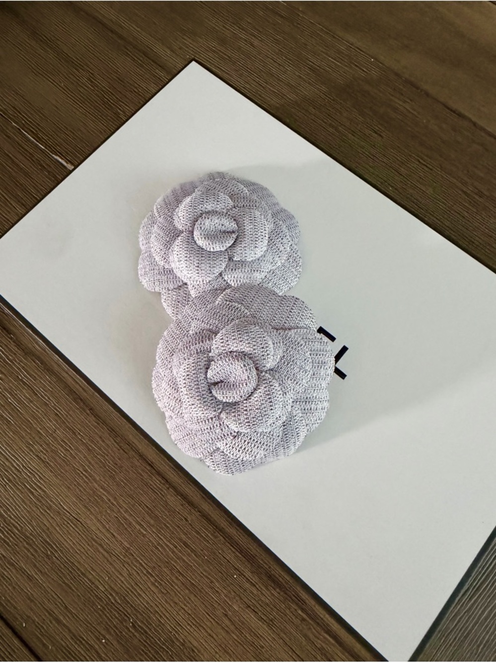 CHANEL Light Lavender Camellia Fabric Flower Pair - Picture 3 of 4